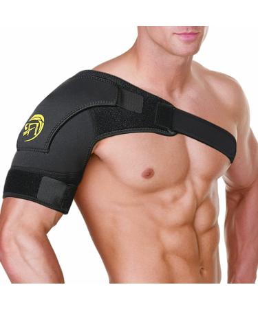 HOPPOLE Adjustable Shoulder Brace Compression Shoulder Support Shoulder Strap for Men Women Relief for Shoulder Injuries Tendonitis Black One Size