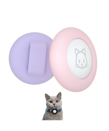 2022 Airtag cat necklace holder small cat collar holder compatible with Apple Airtag 2 pieces of waterproof protective cover for pet collapse within 1cm rose & purple