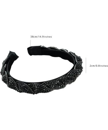 scicent Black Headband Fashion Padded Hair Band Rhinestone Headbands Crystal Head Band Wedding Hair Accessories for Women Girls Hair Decoration for Daily Wearing Make Up Party - 26803 - Buy Online on GoSupps.com