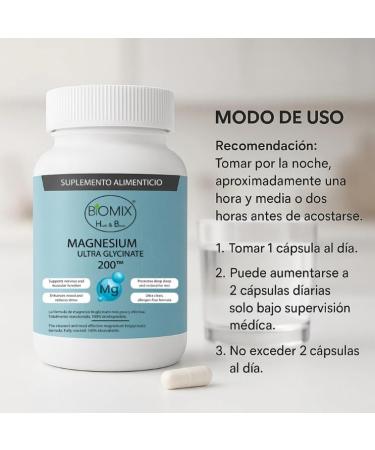 Biomix Magnesium Ultra Glycinate 200 200 mg Elemental Magnesium per Capsule 90 Vegan DRcaps 45 90 Day Supply Highly Bioavailable Gentle on Stomach No Oxide Gluten Free Non-GMO - Buy Online on GoSupps.com