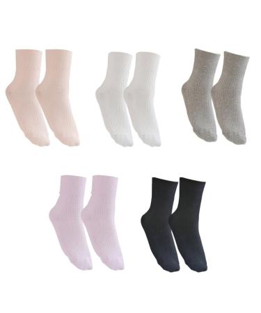 Ciieeo Combed Cotton Socks 5 Pairs of Cotton Socks Diabetic Cotton Socks Above Ankle Crew Socks Patient Elderly Socks Maternity Socks Foot Protection Socks for Women Breathable Socks