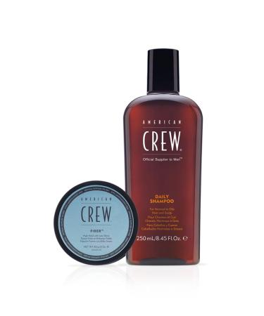 American Crew Regimen Fiber Duo Hair Gifts For Men With Daily Cleansing Shampoo & Fiber High Hold to Thickening & Texturise (2 x Full Size)