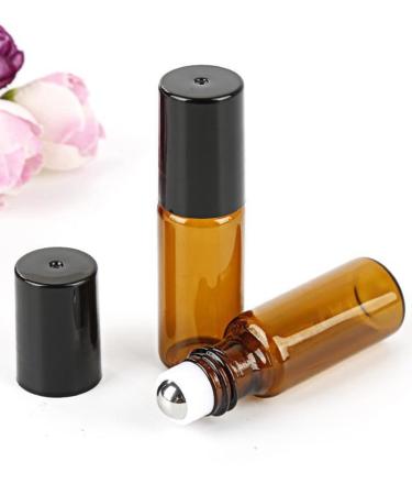 4PCs Brown Roll-On Glass Bottles for Essential Oils Refillable 5ml Aromatherapy & Perfume Roller Bottles - Buy Online on GoSupps.com