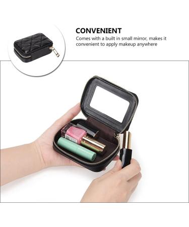 VALICLUD Black Lipstick Case | Genuine Leather Mini Cosmetic Jewelry Box with Mirror | Perfect Gift for Women - Shop Now - Buy Online on GoSupps.com