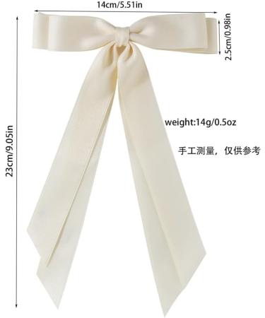 PLCPDM Sweet Long Bow Hair Clip Bow Elegant 2000s-style Bow Bunches Accessories Sweet Balletcore Milky white - Buy Online on GoSupps.com