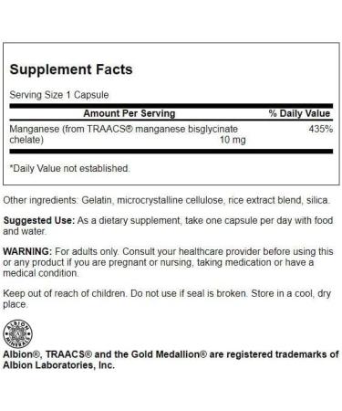 Swanson Albion Chelated Manganese 10mg 180 Capsules (3 Pack) - High-Quality Supplement - Buy Online on GoSupps.com