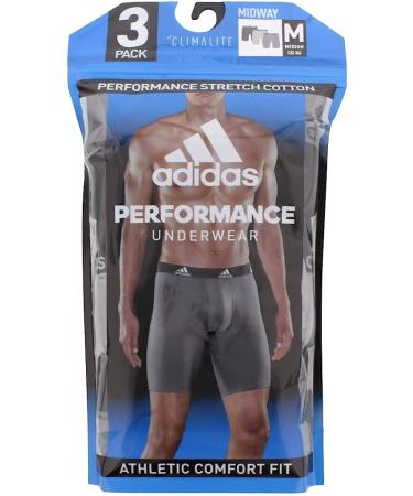 adidas Men's Stretch Cotton 3-Pack Long Boxer Brief - Small - Onix/Black/Black/Grey - Black - Buy Online on GoSupps.com
