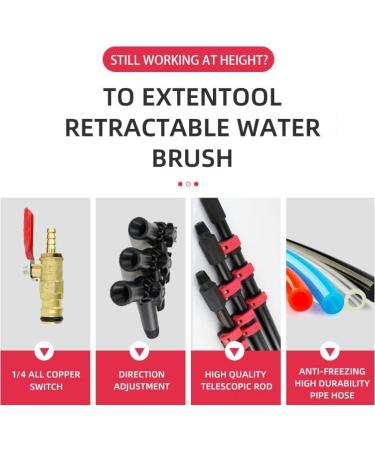 Waterfed Telescopic Pole Window Cleaning | 30cm Brush Head & Squeegee | Aluminum Alloy 3.6M -10.8M Telescopic Rod Extension Washing Brush System 3.6 M/11.8 Ft - Buy Online on GoSupps.com