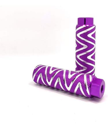 Mantain Bike Foot Pegs | 4 Length Aluminum Alloy Cylinder | Anti-Skid S Stripes | Purple | 3/8 inch Axle Fit | 2 Pairs - Buy Online on GoSupps.com