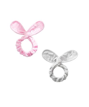 Minkissy Hasenohr Fleece Headband for Women & Girls | Makeup Hair Band & Facial Wash Accessories (Pink/Gray) - Shop Now! - Buy Online on GoSupps.com