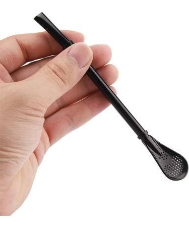 Spoon Straws Stainless Steel Straws Stainless Steel Metal Drinking Straw Spoon Resuable Washable Stirring Scoop (Black) - Buy Online on GoSupps.com