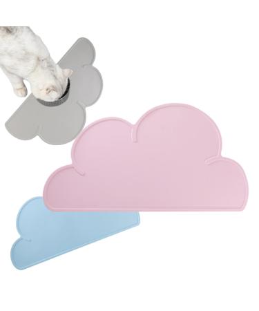 VINPAM-Premium Cat Food Mat - Anti-slip Silicone Pet Feeding Mat Cloud-shaped Design for Food and Water Ideal for Cats and Small Dogs - 48 * 27cm (pink)