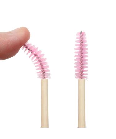 Mekupeu 100 Pack Eco-Friendly Bamboo Handle Eyelash Mascara Wands - Pink Disposable Makeup Brushes for Eye Lash Extension Tool Kit - Buy Online on GoSupps.com