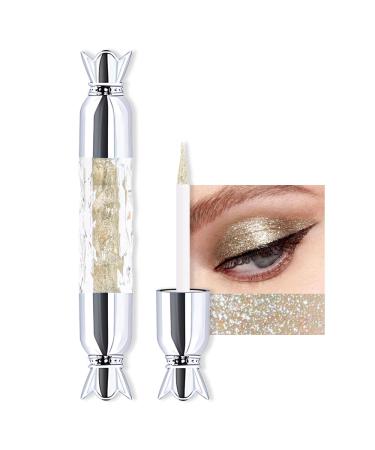 Colorful Liquid Glitter Eyeshadow Eyeliner Shimmer Metallic Korean Makeup Tear Drop Lightweight Waterproof Long Wearing Loose Glitter Glue for Crystals Eye Glitter Christmas Makeup (05#Champagne gold)