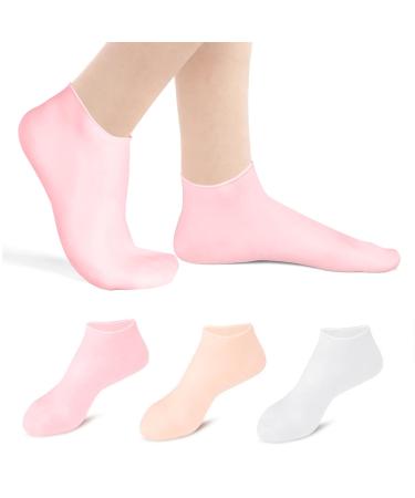 ACWOO Moisturizing Socks Overnight 3 Pairs Cosmetic Lotion Moisturizing Socks for Women and Men Soft Silicone Foot Spa Moisturizing Socks Overnight Absorbing for Dry Cracked Feet