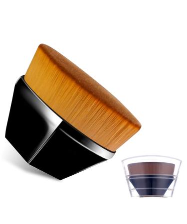 kanuo Makeup Brush Flat Top Kabuki Hexagon Face Blush Liquid Powder Foundation Brush for Blending Liquid (black)