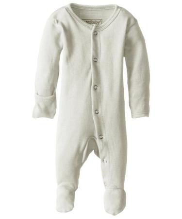 L'Ovedbaby Girls' Organic Baby Snap Footie 9-12 Months Stone