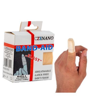 Czenano Fingertip Bandages & Knuckle Bandages & Toe Bandages & Bandaids for Thumbs - Latex Free Bandaid - Finger Bandages for Cracked Fingers - Elastic (1.57 Inch Width x 118 Inch Length) Beige