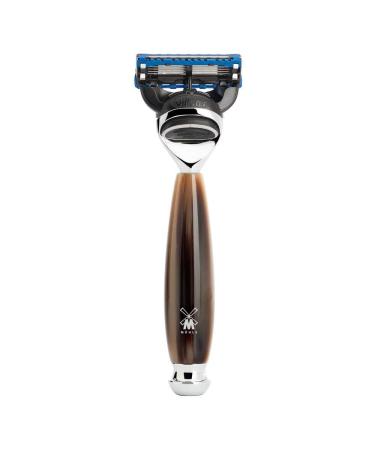 M HLE VIVO Brown Horn Resin 4-Piece Pure Badger 5-Blade Razor Shaving Set - Premium Shaving Kit for Men | International Shipping Available - Buy Online on GoSupps.com