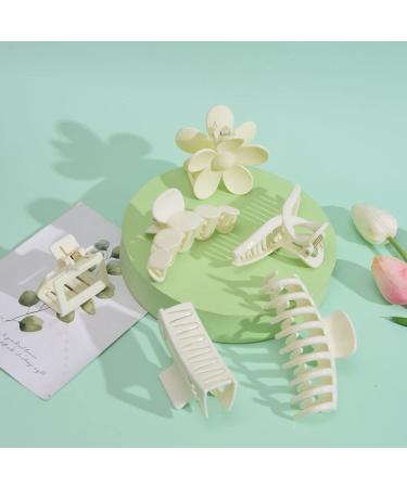 6Pcs Large Nonslip Hair Claw Clips for Women - White | Cute Jaw Hair Claws Barrettes for Thin Hair | Ponytail Holder & Hair Accessory - Buy Online on GoSupps.com