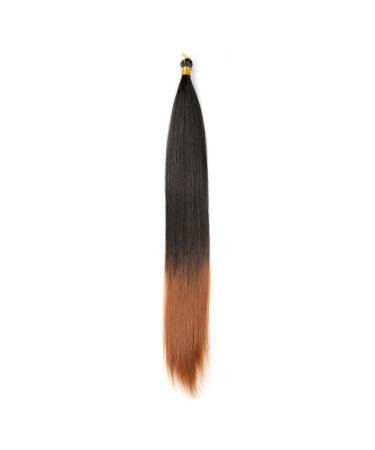 Feather Hair Extension 2 pcs Long Bone Straight Synthetic Hair Extension Easy Silky Bulk Crochet Braid Bundle Pre Stretched Fiber Braiding (Color : T30 Size : 22inches) 22inches T30