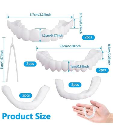 Brigtviee 2 Pairs of Dentures Cosmetic Snap Dentures for Upper and Lower Teeth Temporary Whiter Dentures for Women and Men Comfortable Clipin Veneers - Buy Online on GoSupps.com