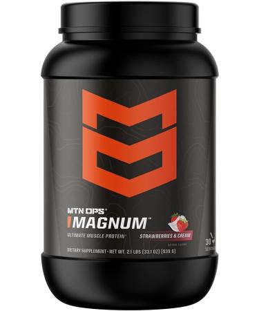 MTN OPS Magnum Strawberry Protein Powder - 23g Whey Isolate & Milk Protein with BCAAs | Zero Sugar Gluten Free | Delicious Strawberries & Cream Flavor | 30 Servings - Buy Online on GoSupps.com
