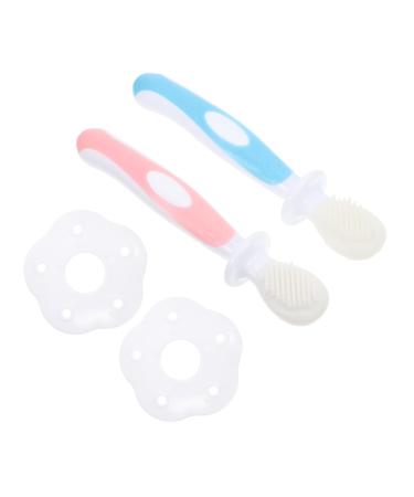 Clispeed 2 sentences toothbrush tool for dental care tooth cleaning brush silicone cleaning brush tooth cleaning device tooth cleaning agent silicone brush double -sided accessories child pebble gel 1 piece (1 Pack) pink