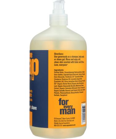EO Everyone 3-in-1 Soap for Men - Cedar + Citrus - 32 fl oz | Hands Face Body | Best International Shipping - Buy Online on GoSupps.com