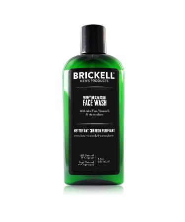 Brickell Men's Purifying Charcoal Face Wash for Men, Natural and Organic Daily Facial Cleanser, 8 Ounce, Scented Facial Cleanser, Scented 8 Fl Oz (Pack of 1)