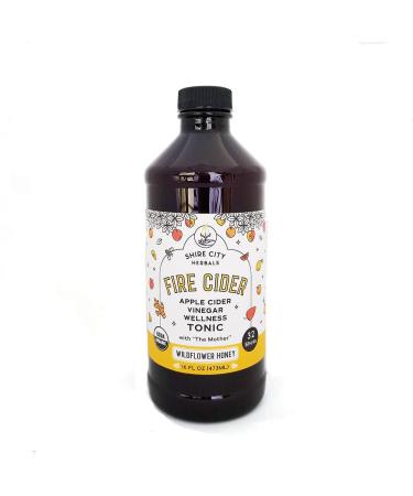 Amazon Exclusive. Shire City Herbals, Fire Cider Tonic, 16 oz plastic bottle, Wildflower Honey, 32 Shots, Apple Cider Vinegar, Whole, Raw, Organic, Not Pasteurized, Not Diluted, Paleo, Keto, Whole 30 Wildflower Honey Fire Cider