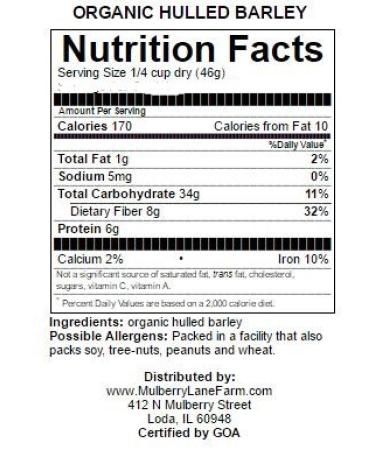 Organic Non-GMO Hulled Barley 5 Pounds - Product of USA | Mulberry Lane Farms - Buy Online on GoSupps.com