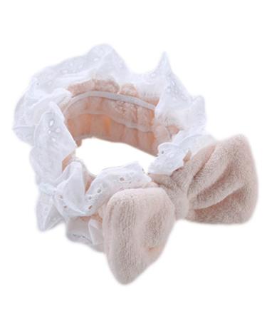 CAZSTYK Headband Plush Bows Solid Color Headband Ruffle Lace Soft Makeup Hairband -slip Elastic Headbands for Girls Women Orange