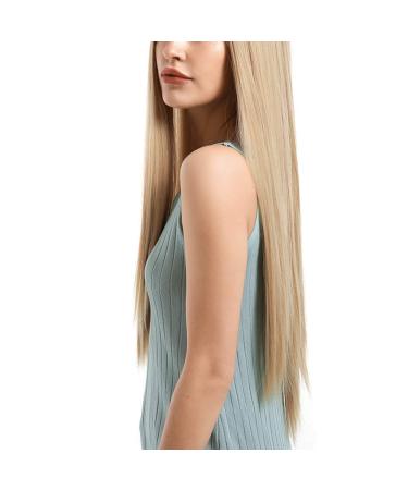 Front Lace Wig with Bangs - Long Straight Blonde 70cm Synthetic Heat-Resistant Hair Wig for Women | International Shipping Available - Buy Online on GoSupps.com
