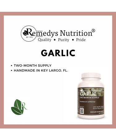 Remedy's nutrition Garlic | 1 000 mg 60 Vegan Capsules Herbal Dietary Supplement | Two Month Supply - Buy Online on GoSupps.com