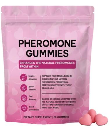 Pheromone Gummies For Women Strawberry Flavor Improve Social Attraction And Confidence 60 Gummies 1 pcs