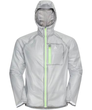 Odlo Men's Dual Dry Waterproof Running Jacket - Silver Grey/Lounge Lizard | International Shipping - Buy Online on GoSupps.com