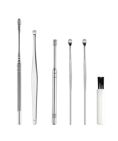 Benkeg Pick Set - 6 Pieces Ear Pick Set Stainless Steel Earpick Ear Wax Curette Remover Cleaner Ear Spoon Spiral Ear Clean Tool with Case