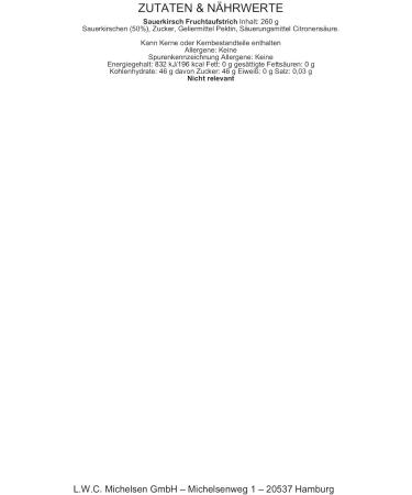 L.W.C. Michelsen - Sauerkirsch fruit paste (260 g) - Fruity and intense taste - Natural without additives - Pure Naturality in a glass - Buy Online on GoSupps.com