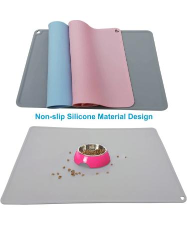 JiangYanus Waterproof Silicone Pet Feeding Mat - Non Slip Dog Cat Bowl Tray for Food and Water - 16.1 x 12.2 inch Pink - Buy Online on GoSupps.com