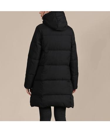 Shop Haiorziyou Ladies Long Quilted Packable Hooded Down Jacket - Oversized Winter Sweat Jacket for Outdoor Climbing | Black - Buy Online on GoSupps.com