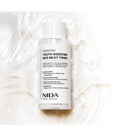 NIDA Youth-boosting Rice Milky Toner, for Glass Skin | Rice Bran Extract, Niacinamide, Ceramide NP, Panthenol | Deep Moisturizing, Hydrating and Refreshing, Korean Skin Care | 5.07 fl. oz., 150ml - Buy Online on GoSupps.com