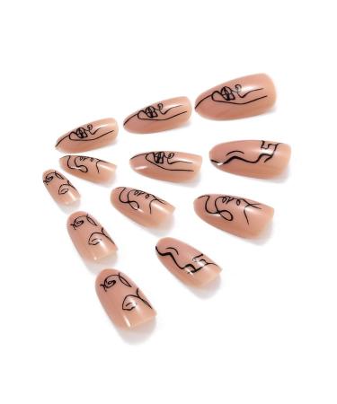 Brishow Almond Press-On Nails - 24 Ballerina Acrylic Nail Art for Women & Girls | Short Artificial Nail Stickers - Buy Online on GoSupps.com