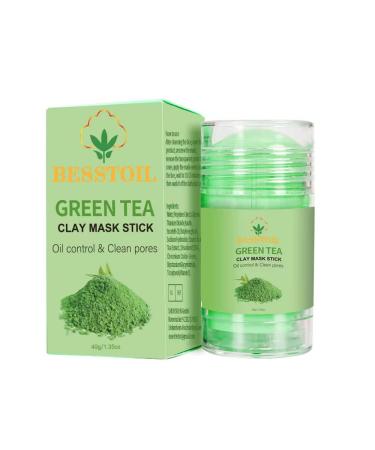 Green Tea Clay Mask Stick - Blackhead Remover Deep Pore Cleansing Oil Control With Green Tea Extract - Improved Formula Vegan Natural and Cruelty-Free (Green Tea)