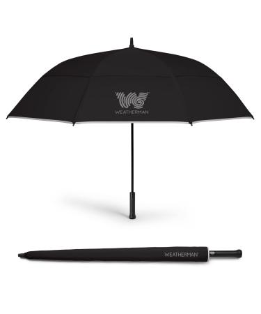 Weatherman Umbrella - Golf Umbrella - Windproof Sports Umbrella Resists Up to 55 MPH Winds - Available in 2 Sizes and 5 Colors (Black, 68 inch) Black 68 inch