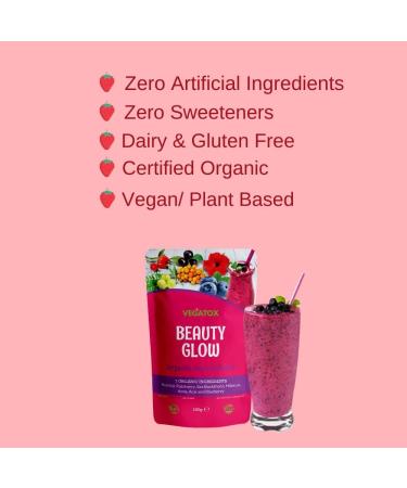 Vegatox Beauty Glow Super Berry Powder Superfood for Glowing Skin & Anti-Aging Rich in Vitamin C & Antioxidants Vegan Collagen Booster - 5.29 Oz - Buy Online on GoSupps.com