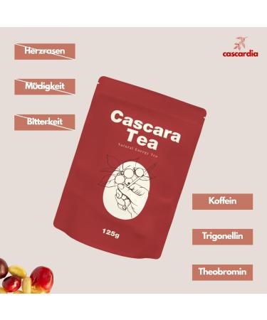 Cascardia Cascara Cherry Tea - Rich in Antioxidants Vitamins and Superfood Properties - Fruity Tea with Natural Caffeine for Energy and Refreshment (125g) - Perfect Alternative to Coffee - Buy Online on GoSupps.com
