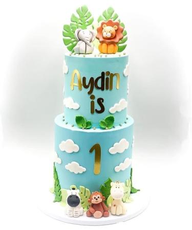 Personalised Elephant Cake Topper - Edible Fondant Safari Jungle Cupcake Decorations with an Edible Glue - Kids Birthday Supplies - Buy Online on GoSupps.com