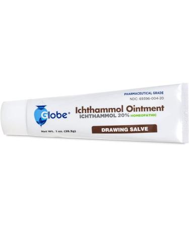 Globe Ichthammol Ointment 20% (Drawing Salve) 1 OZ - Skin Relief for Eczema, Acne, Boils, Splinters & Bee Stings - Maximum Strength Formula - Buy Online on GoSupps.com