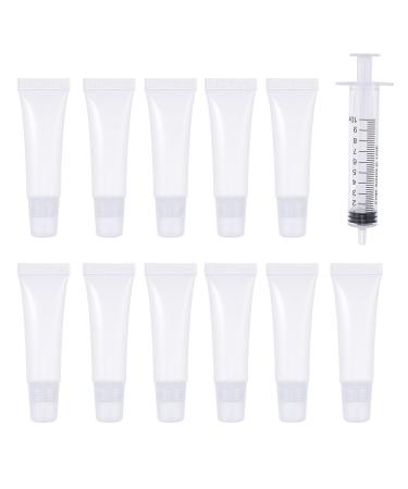 50pcs 10ml Refillable Lip Gloss Containers DIY Empty Squeeze Tubes with Syringe Makeup Tool